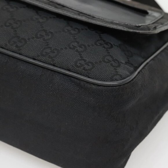 GUCCI GG Canvas Shoulder Bag Black Gold 019 0375 Auth 141991 - Picture 4 of 16